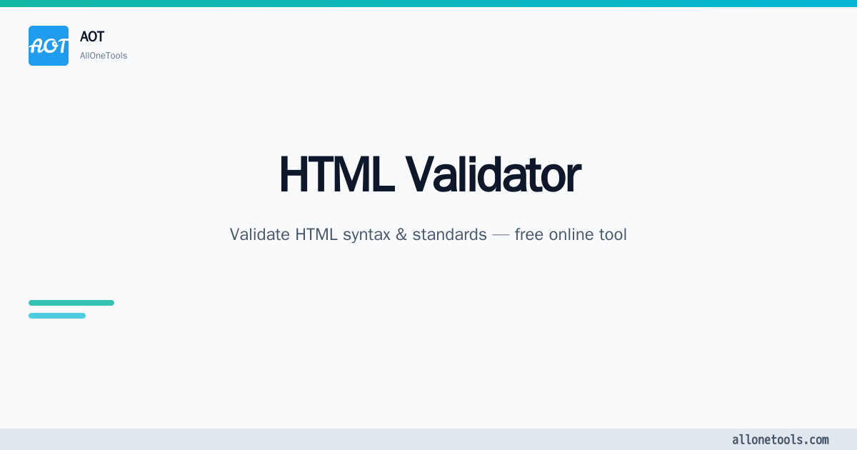 HTML Validator — Validate HTML syntax & standards | AllOneTools
